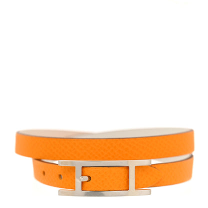 Hermes Epsom Behapi Double Tour Bracelet M White Mango 1 of 7