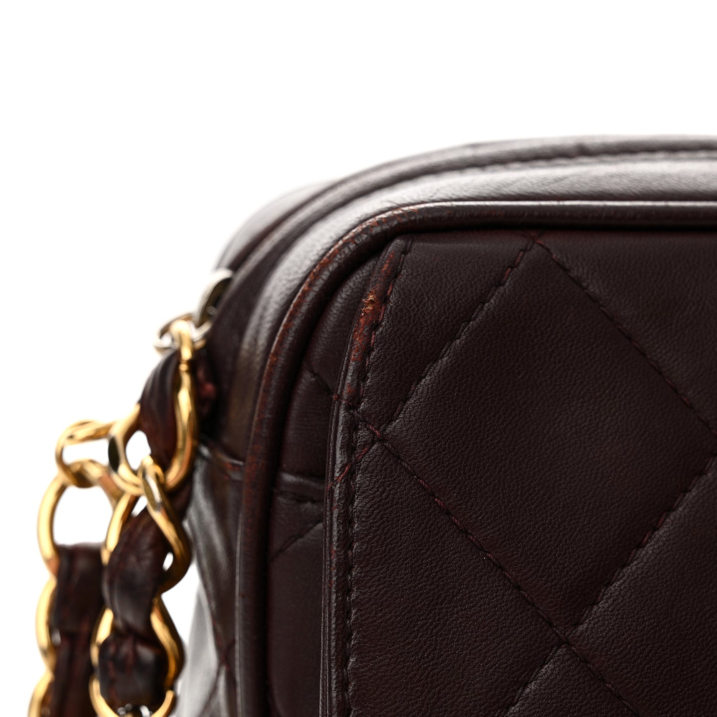 Lambskin Quilted Tassel CC Camera Case Burgundy