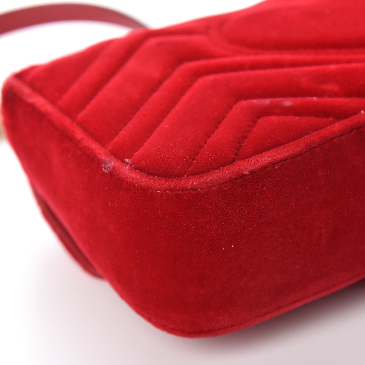 Velvet Matelasse Mini GG Marmont Shoulder Bag Hibiscus Red