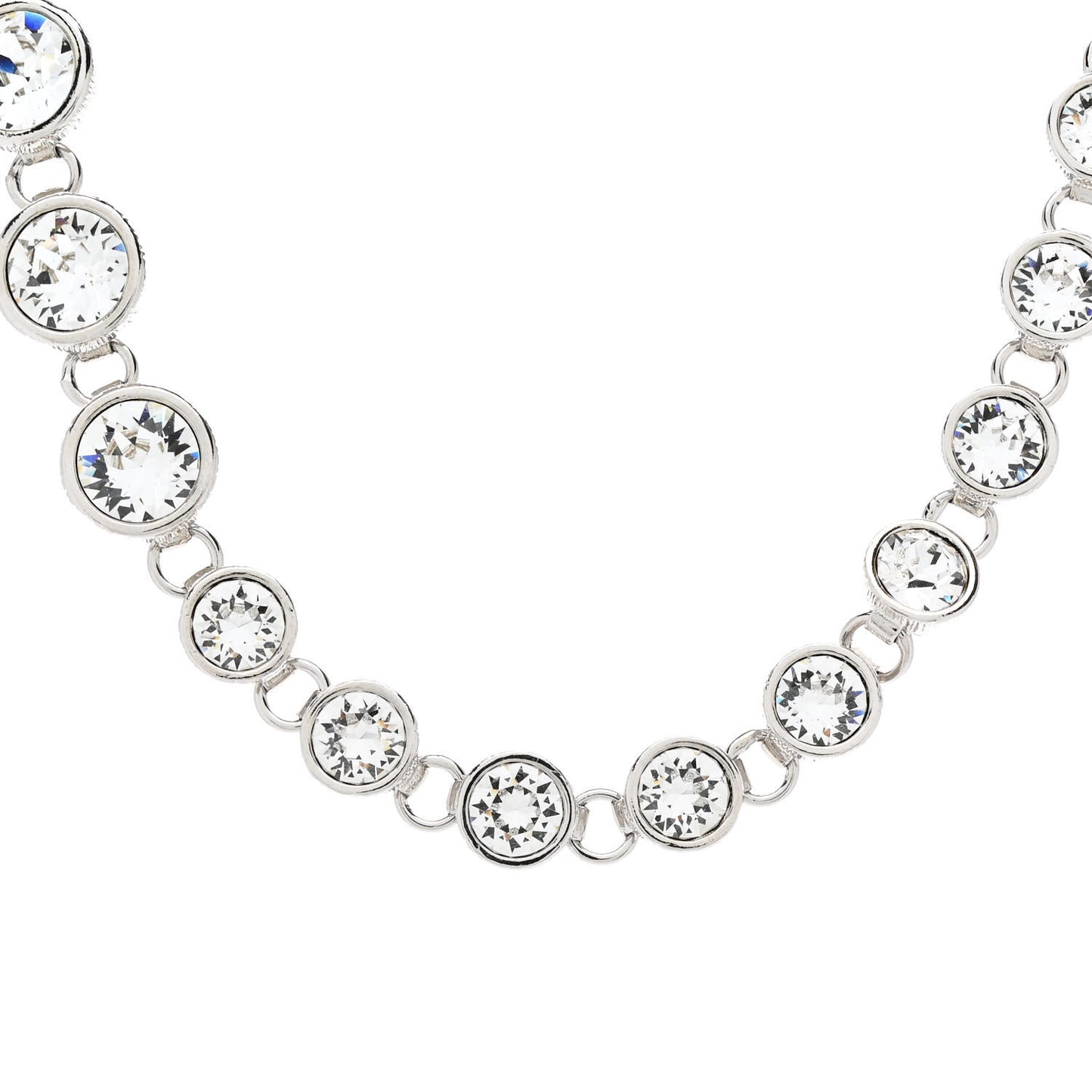 Pearl Crystal CC Choker Necklace Silver Pearly White