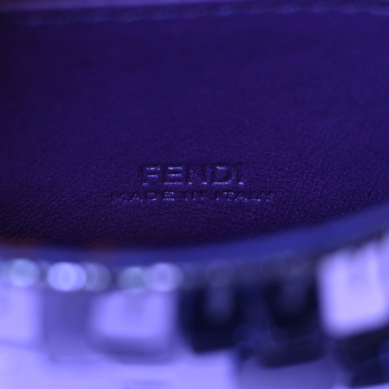 Fendi Sequin Paillettes Shiny Nappa Sex and the City Nano Baguette Belt Charm Viola Purple Rain 6 of 11