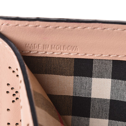 Burberry Calfskin Perforated Compact Wallet Pale Fawn Pink 8 of 14