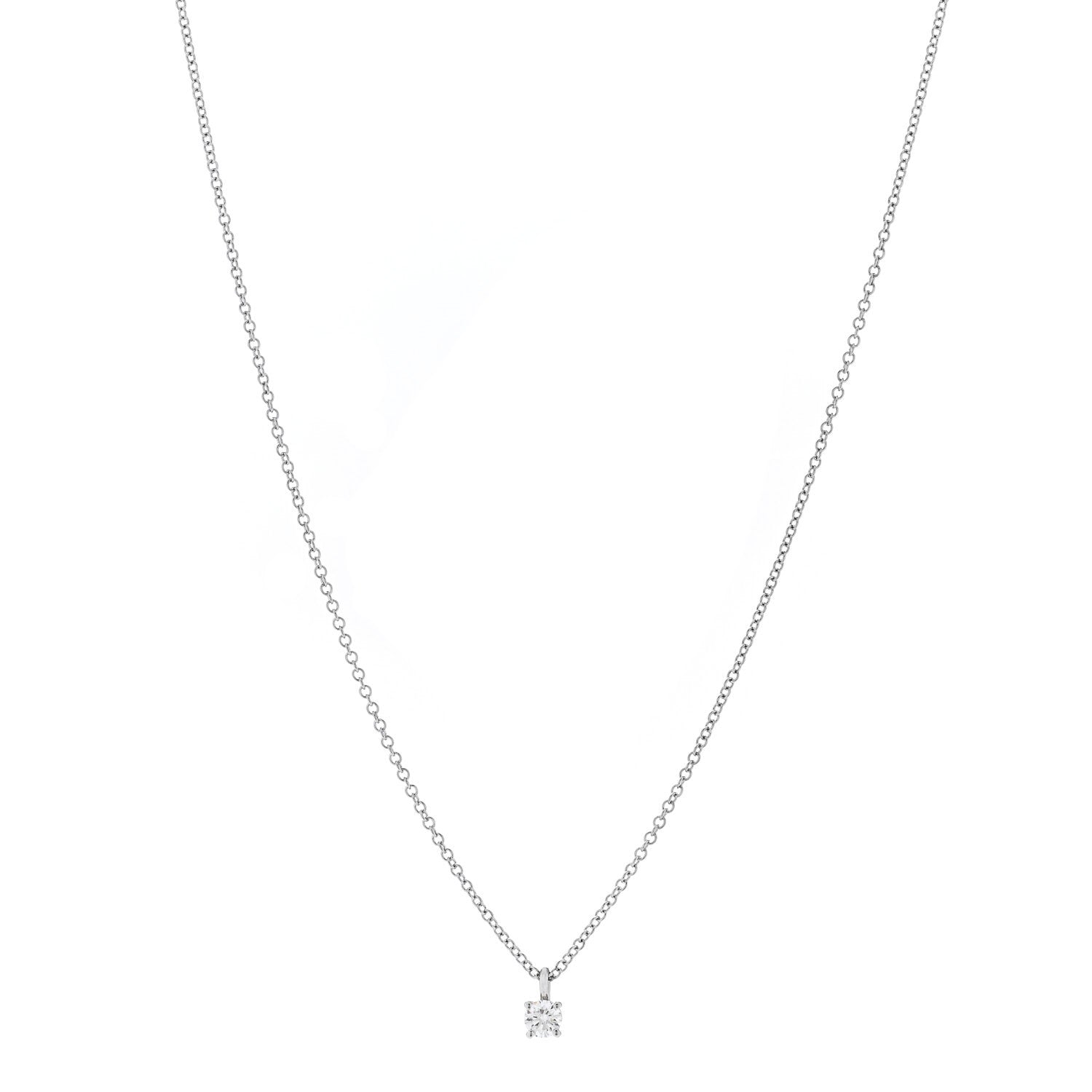 Tiffany Platinum Diamond .12ct Solitaire Pendant Necklace 1 of 6