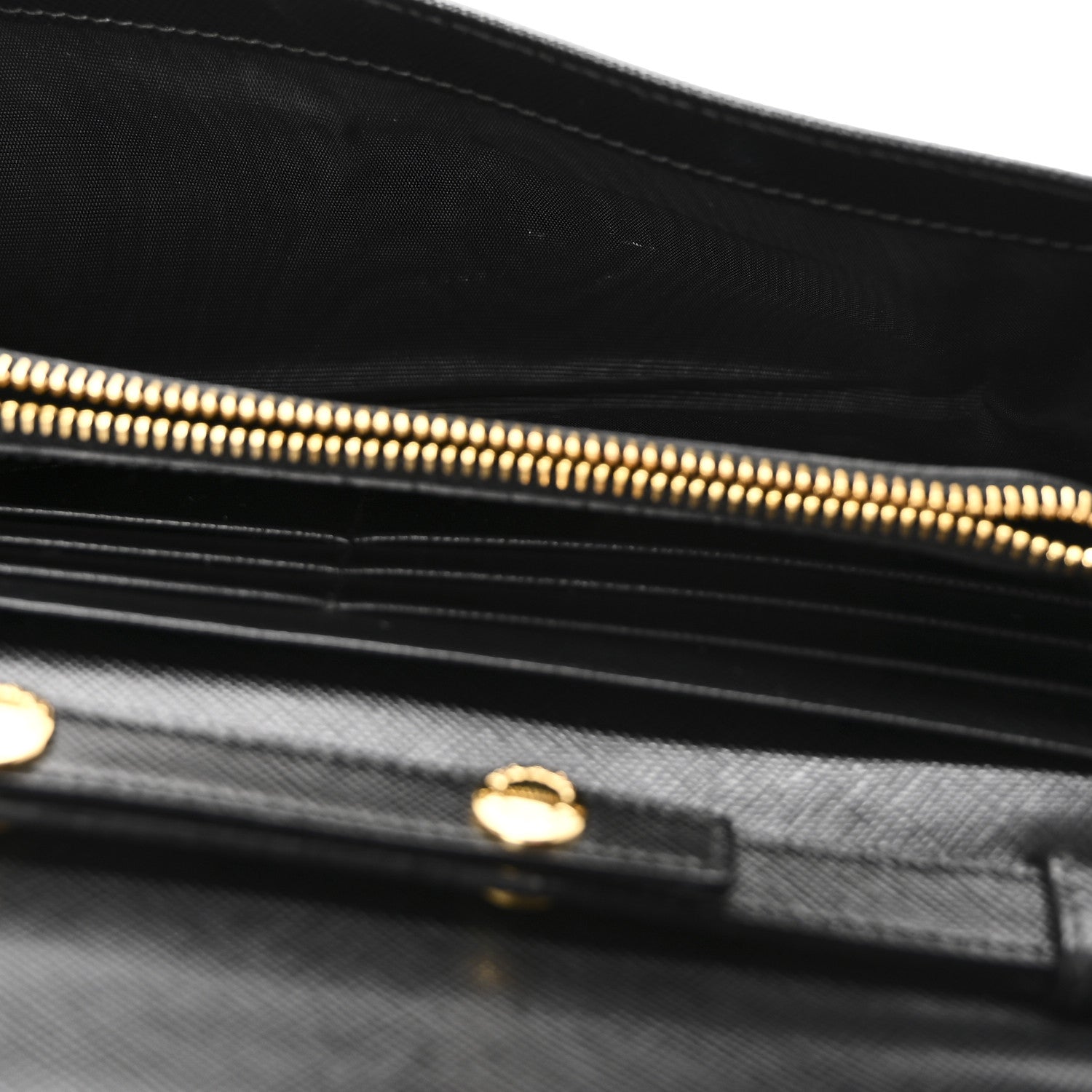 Prada Saffiano Metal Oro Chain Wallet Black 5 of 9