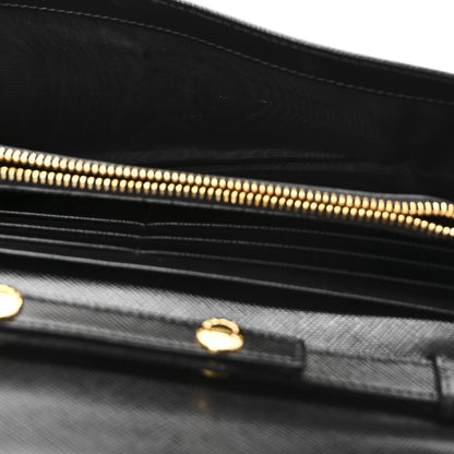 Prada Saffiano Metal Oro Chain Wallet Black 5 of 9