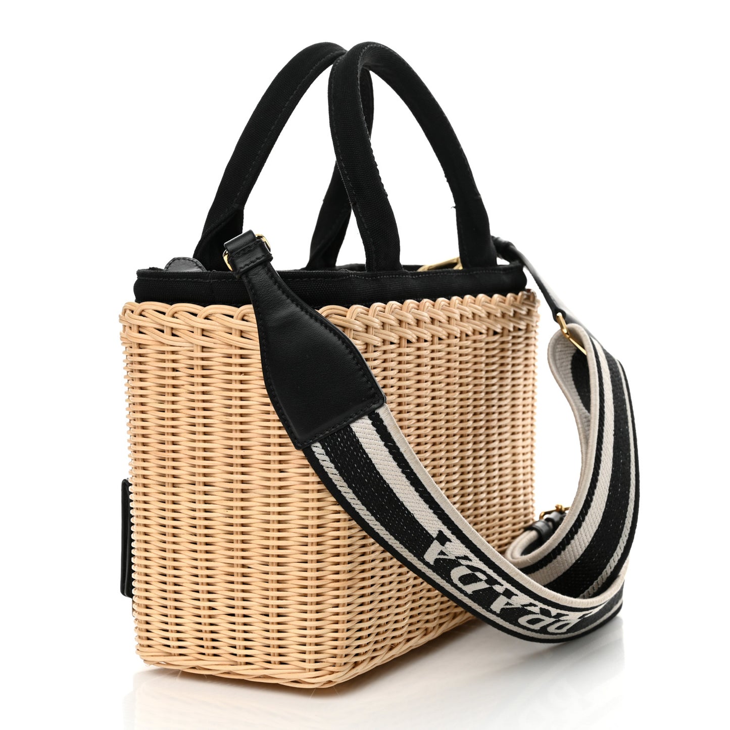 Wicker Canvas Tote Naturale Black