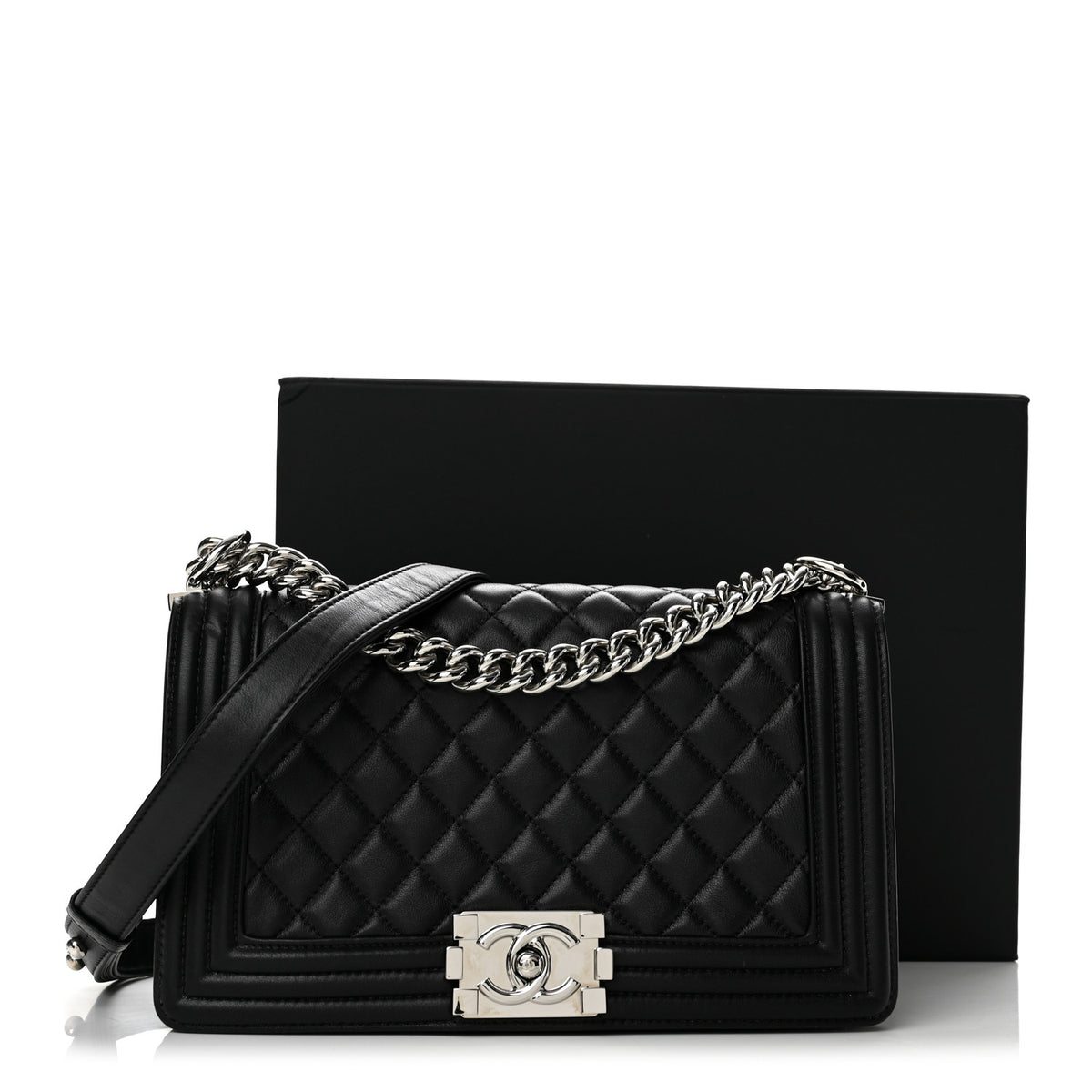 Chanel Calfskin Quilted Medium Boy Flap Black 14 of 14