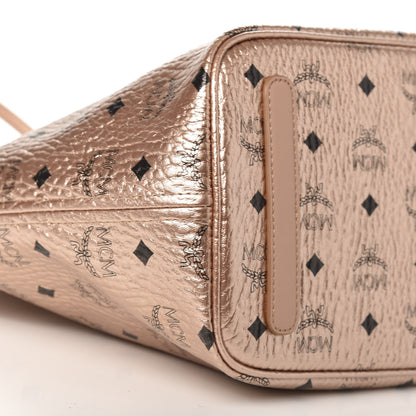 MCM Metallic Visetos Medium Reversible Shopper Tote Champagne Gold 11 of 15