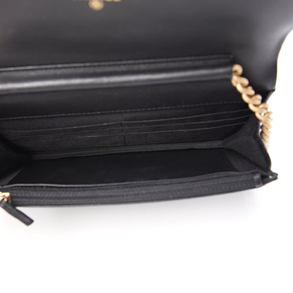 Chanel Caviar Quilted Boy Wallet On Chain WOC Black 4 of 11