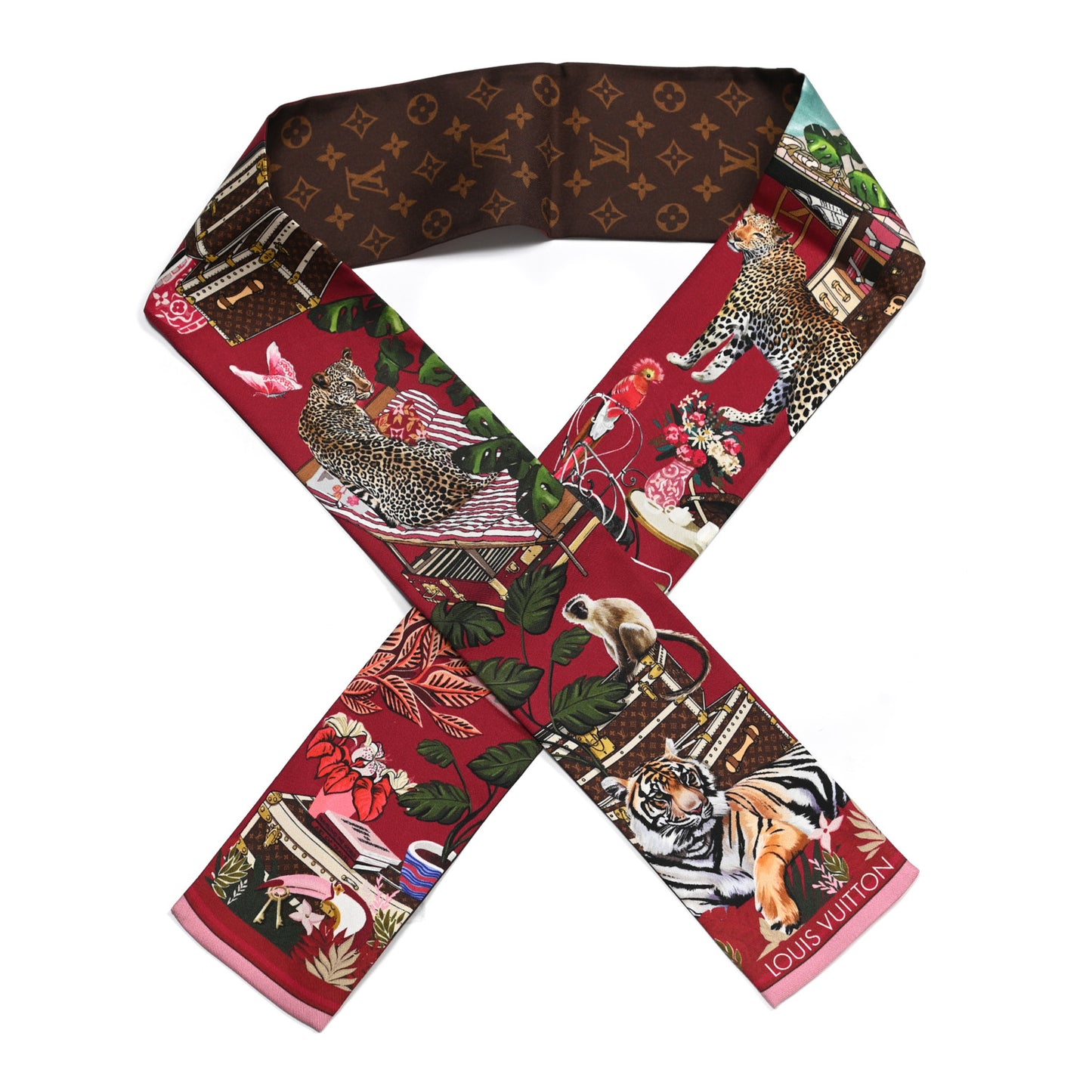 Silk Monogram Secret Jungle Bandeau Bordeaux