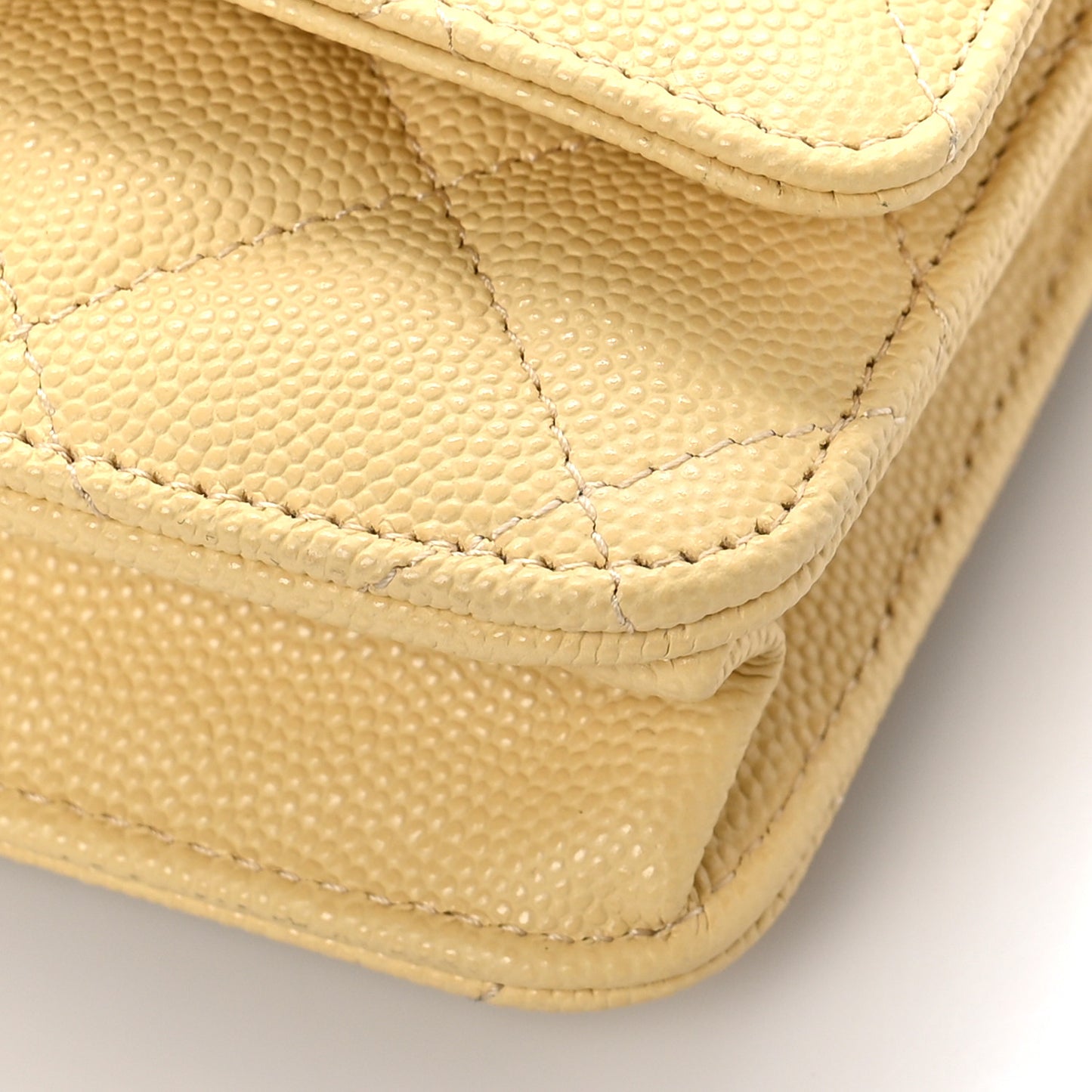 Caviar Quilted Wallet on Chain WOC Yellow