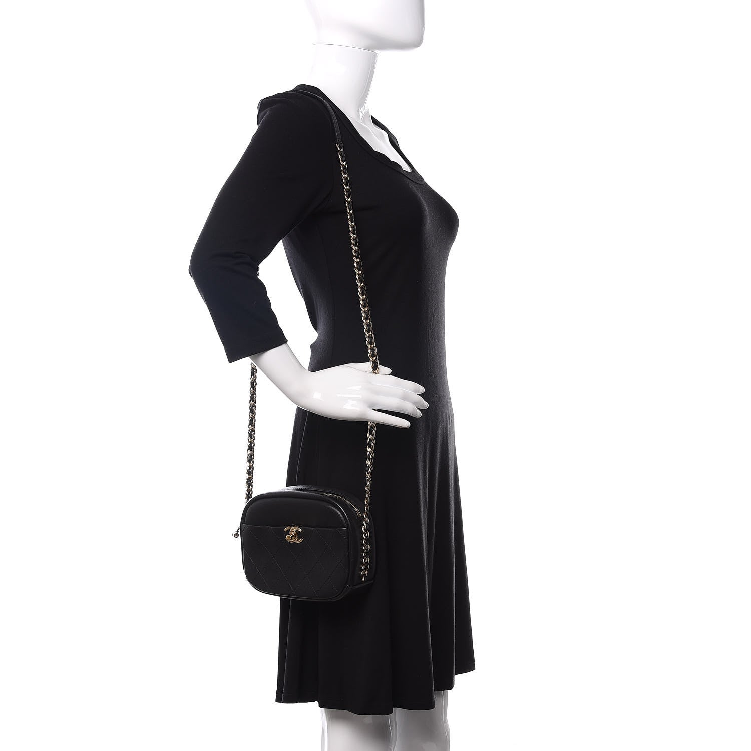 Chanel Goatskin Quilted Small Casual Trip Camera Case Black 2 of 12