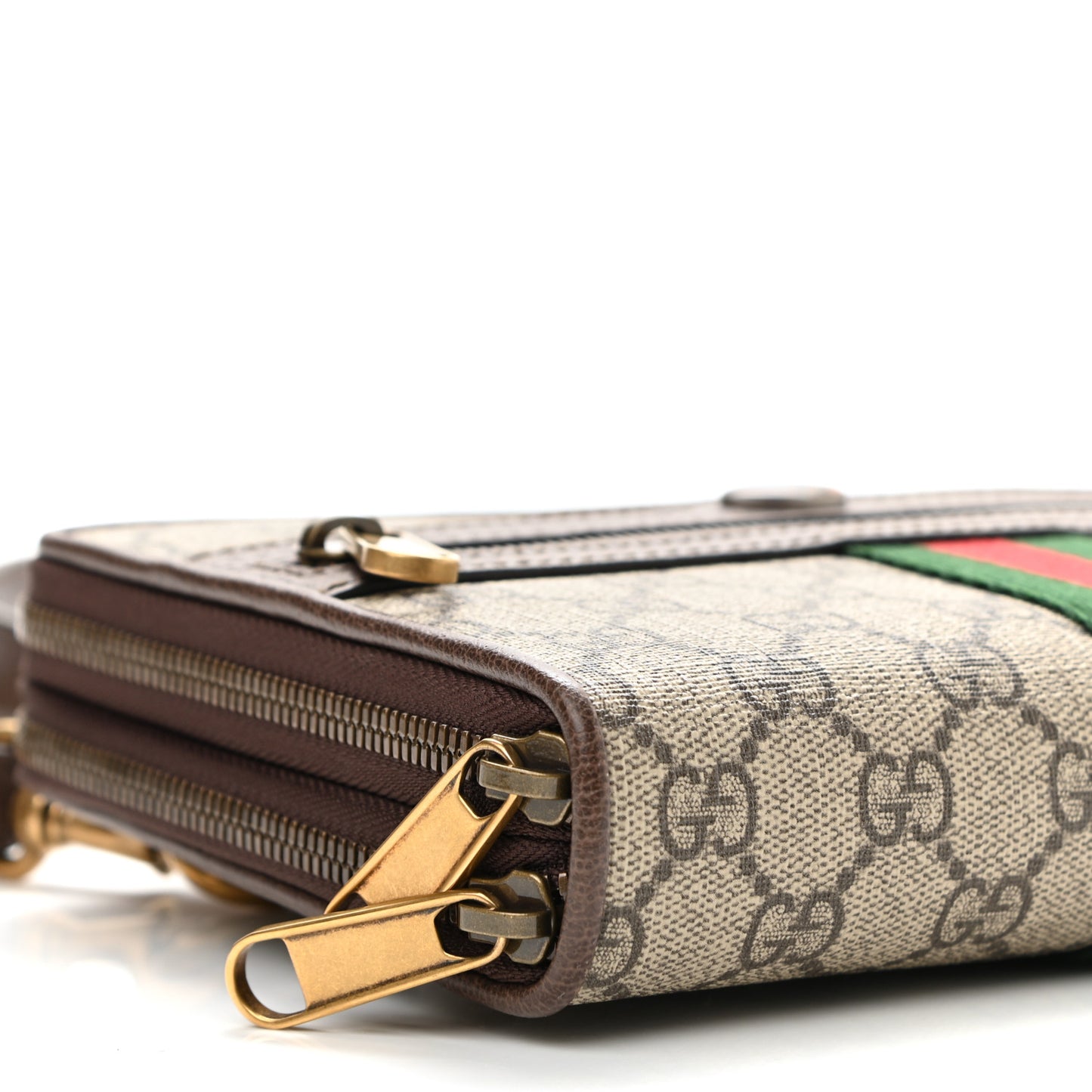 GG Supreme Monogram Web Ophidia Double Zip Shoulder Bag Beige New Acero