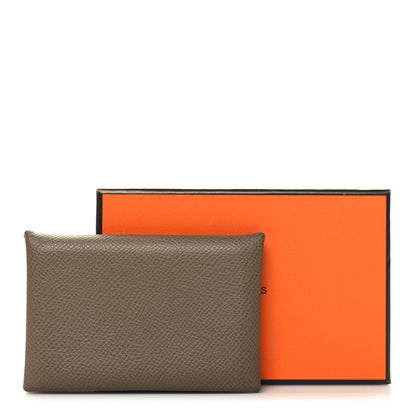 Hermes Epsom Calvi Card Case Etoupe 11 of 11
