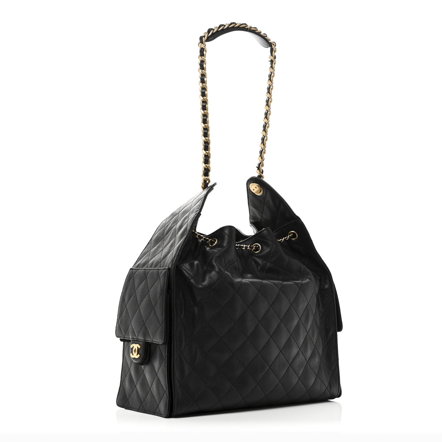 Caviar Quilted Medium Chanel 25 Handbag Black