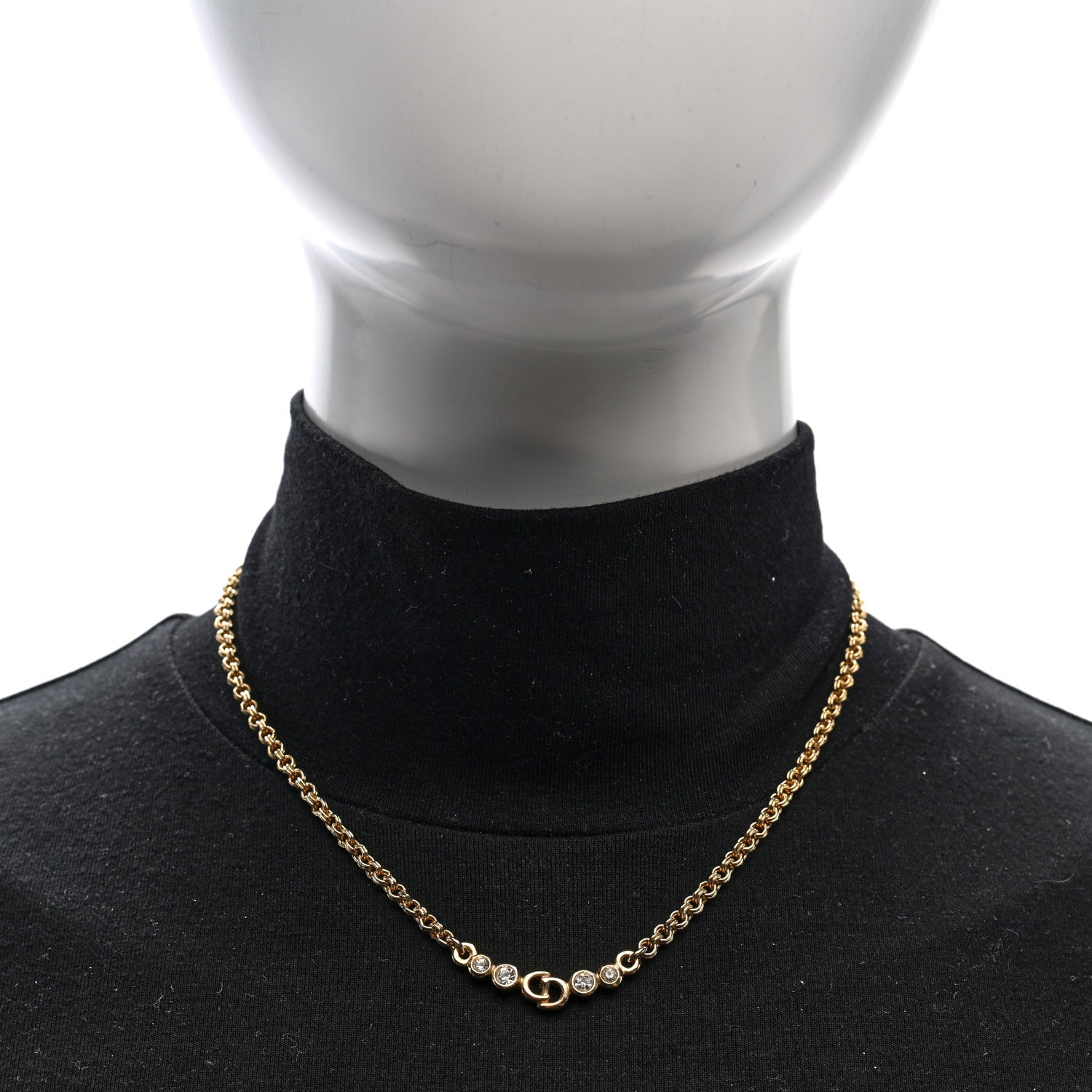 Christian Dior Crystal CD Chain Necklace Gold 2 of 4