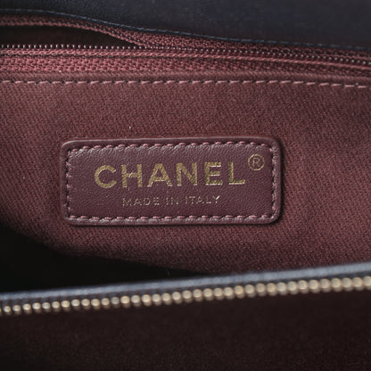 Chanel Shiny Sheepskin Quilted Large Trapezio Flap Navy 6 of 11