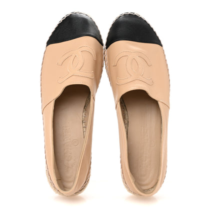 Chanel Lambskin CC Espadrilles 40 Beige Black 2 of 10