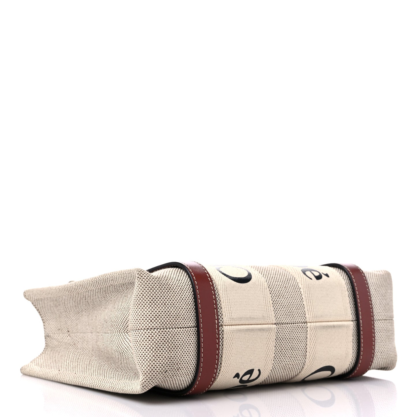 Cotton Calfskin Small Woody Ribbon Tote With Strap White Brown