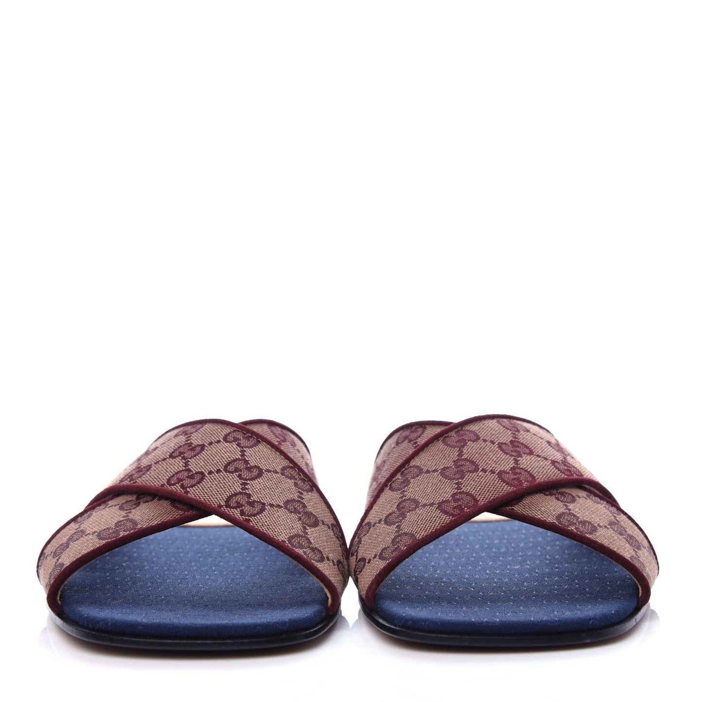 Canvas GG Monogram Mens Criss Cross Slide Sandals 12 Sahara Rubino Chardonnay