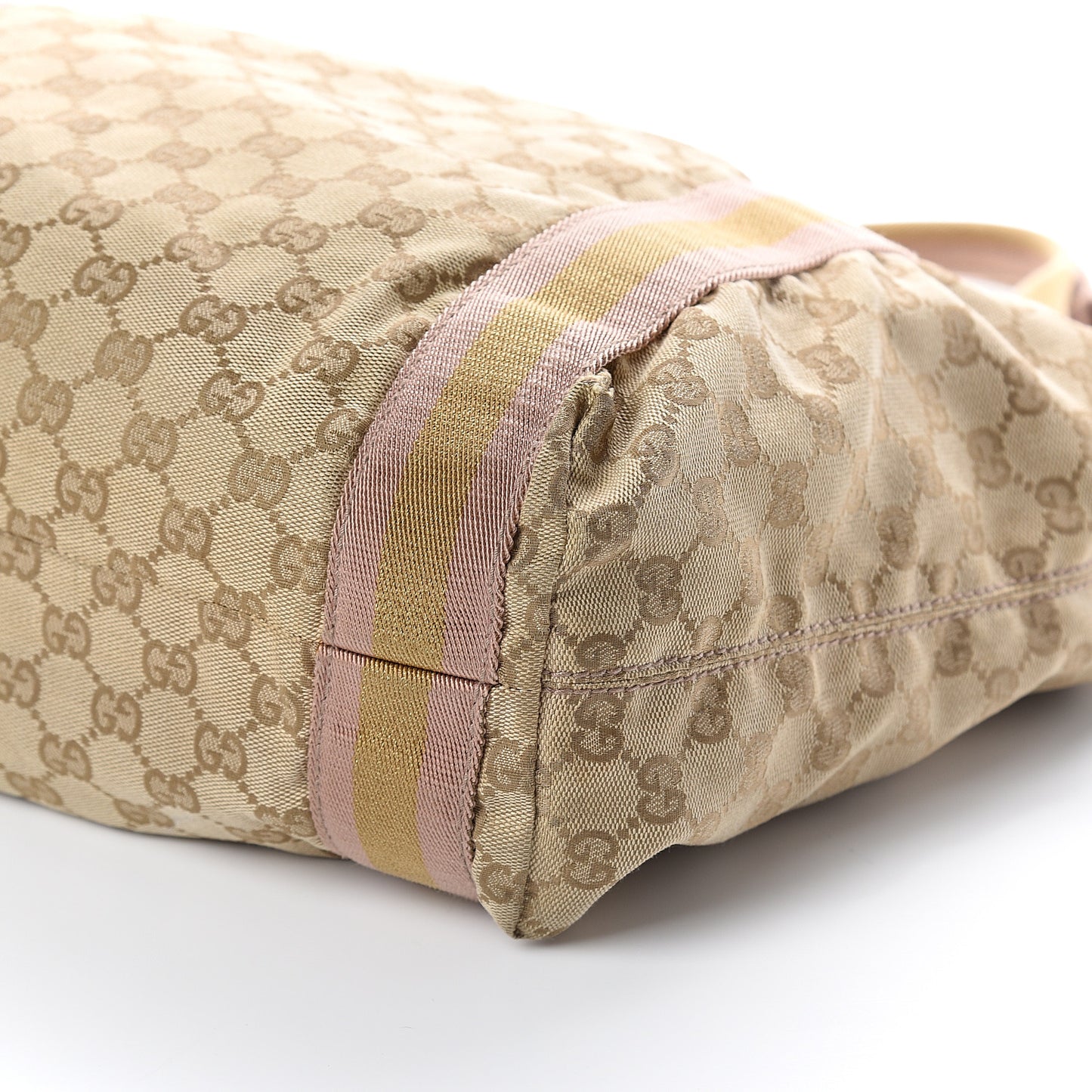 GG Monogram Medium Web Handle Vertical Tote Pink Gold