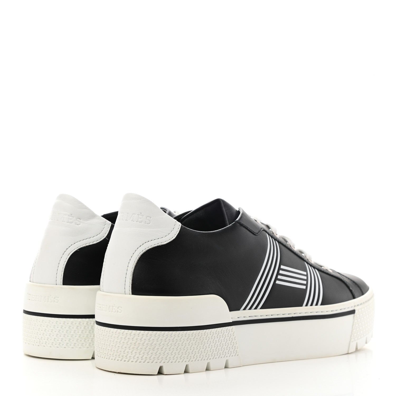 Hermes Calfskin Womens Dare Sneakers 39 Black White 4 of 9