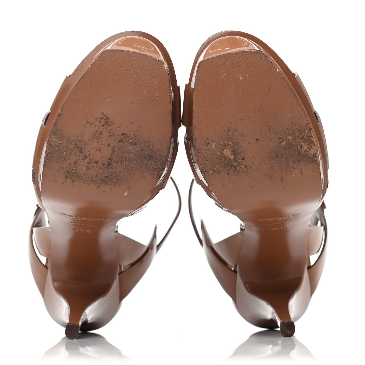 Saint Laurent Patent Tribute 105 Platform Sandals 38.5 Soft Nude 4 of 4