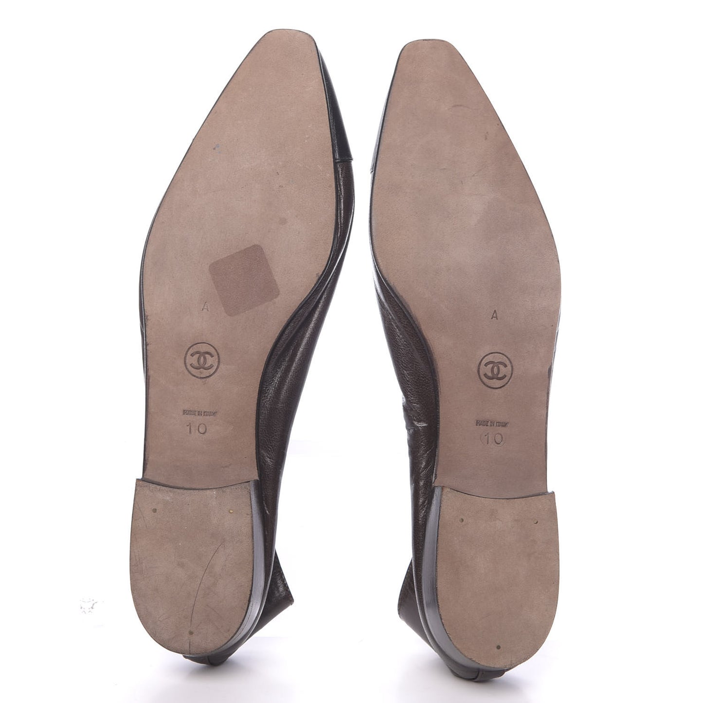 Lambskin CC Cap Toe Ballerina Flats 10 Brown Black