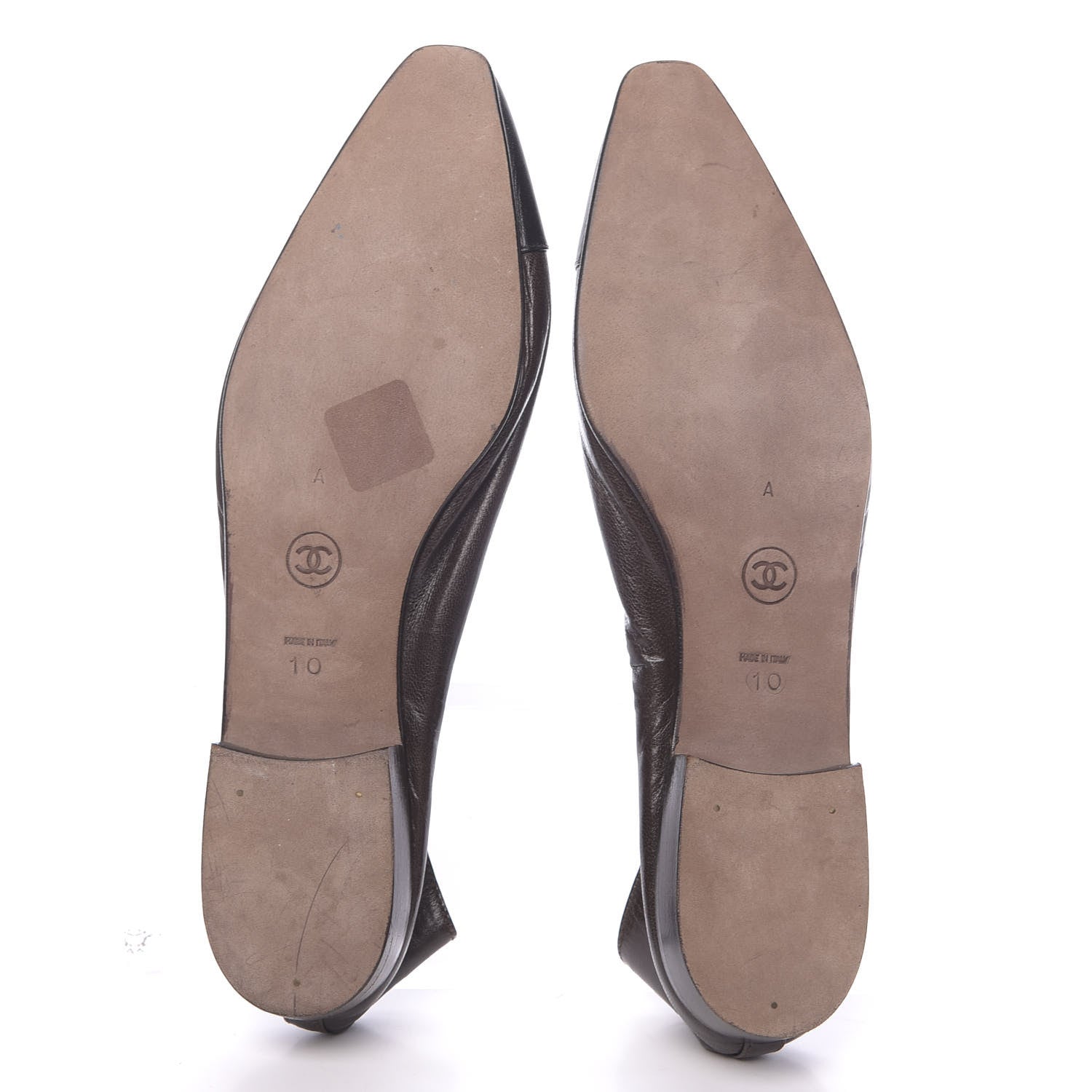 Chanel Lambskin CC Cap Toe Ballerina Flats 10 Brown Black 5 of 9