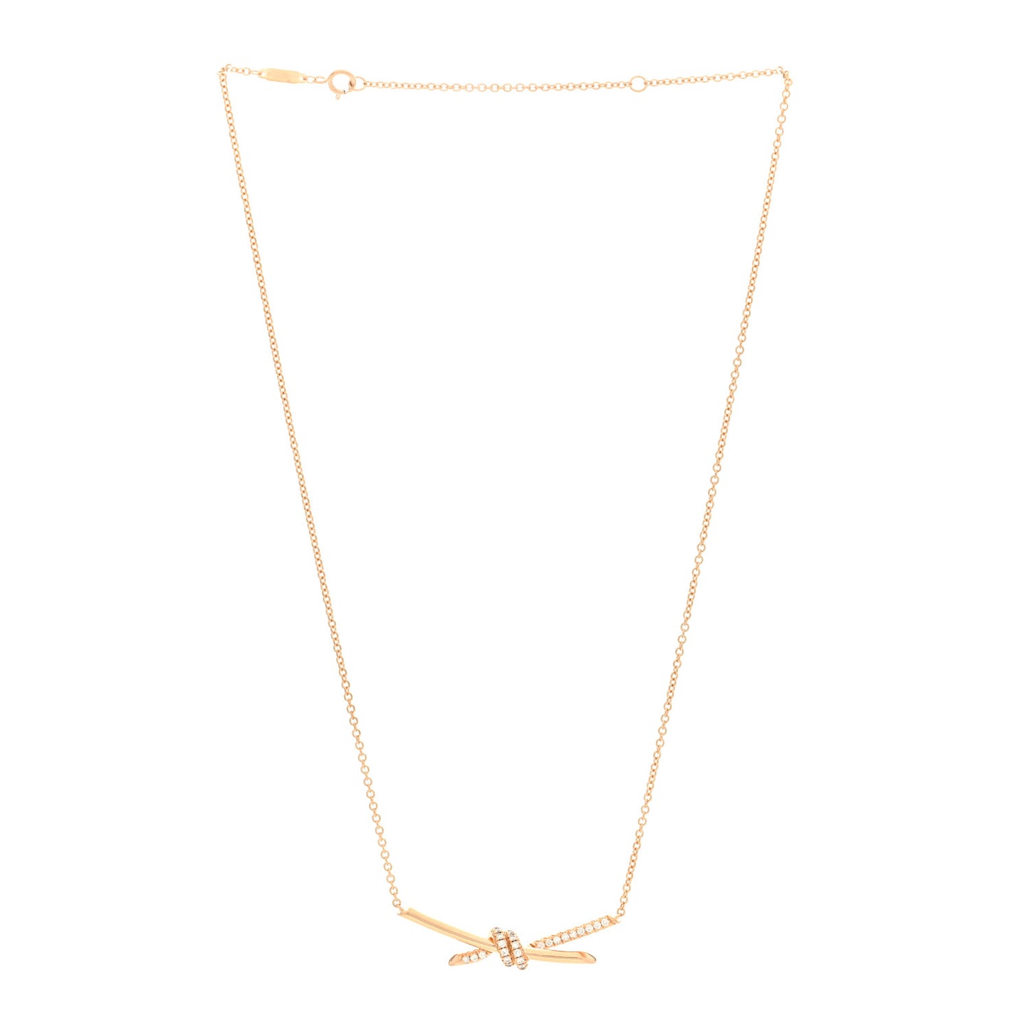 18K Rose Gold Diamond Knot Necklace