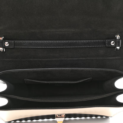 Fendi Vitello Liberty Pearl Bi-Color Flowers and Bows Scalloped Studded Kan I Shoulder Bag Black Camelia 5 of 10