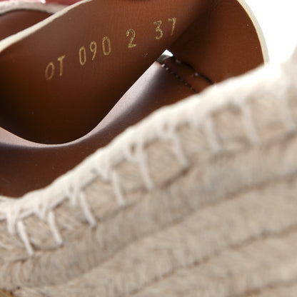 Valentino Garavani Grained Calfskin Rockstud Ankle Strap Espadrille 15/105mm Wedge Sandals 37 Light Ivory Natural 9 of 11