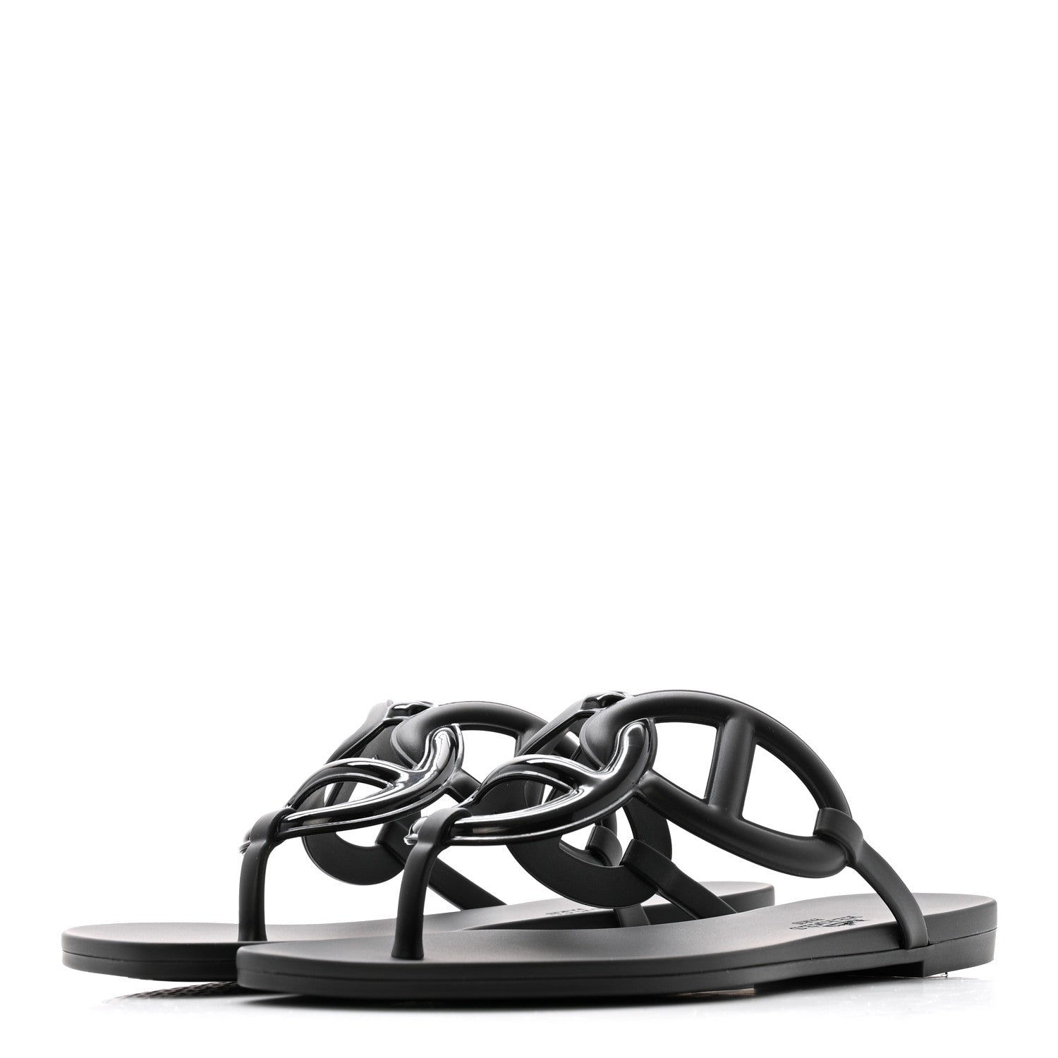 Hermes Rubber Womens Egerie Sandals 36 Black 4 of 12