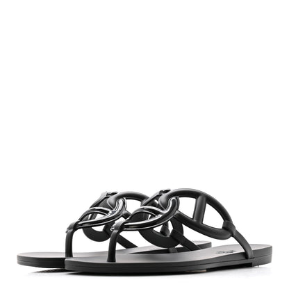 Hermes Rubber Womens Egerie Sandals 36 Black 4 of 12