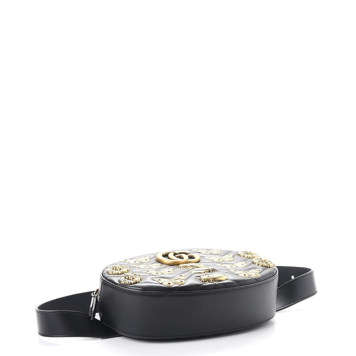 Calfskin Matelasse Animal Studs GG Marmont Belt Bag 85 34 Black