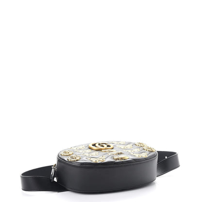 Gucci Calfskin Matelasse Animal Studs GG Marmont Belt Bag 85 34 Black 4 of 9