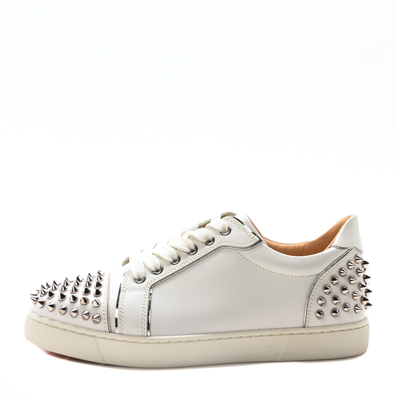 Christian Louboutin Calfskin Spikes Womens Vieira 2 Flat Sneakers 37.5 White 1 of 8