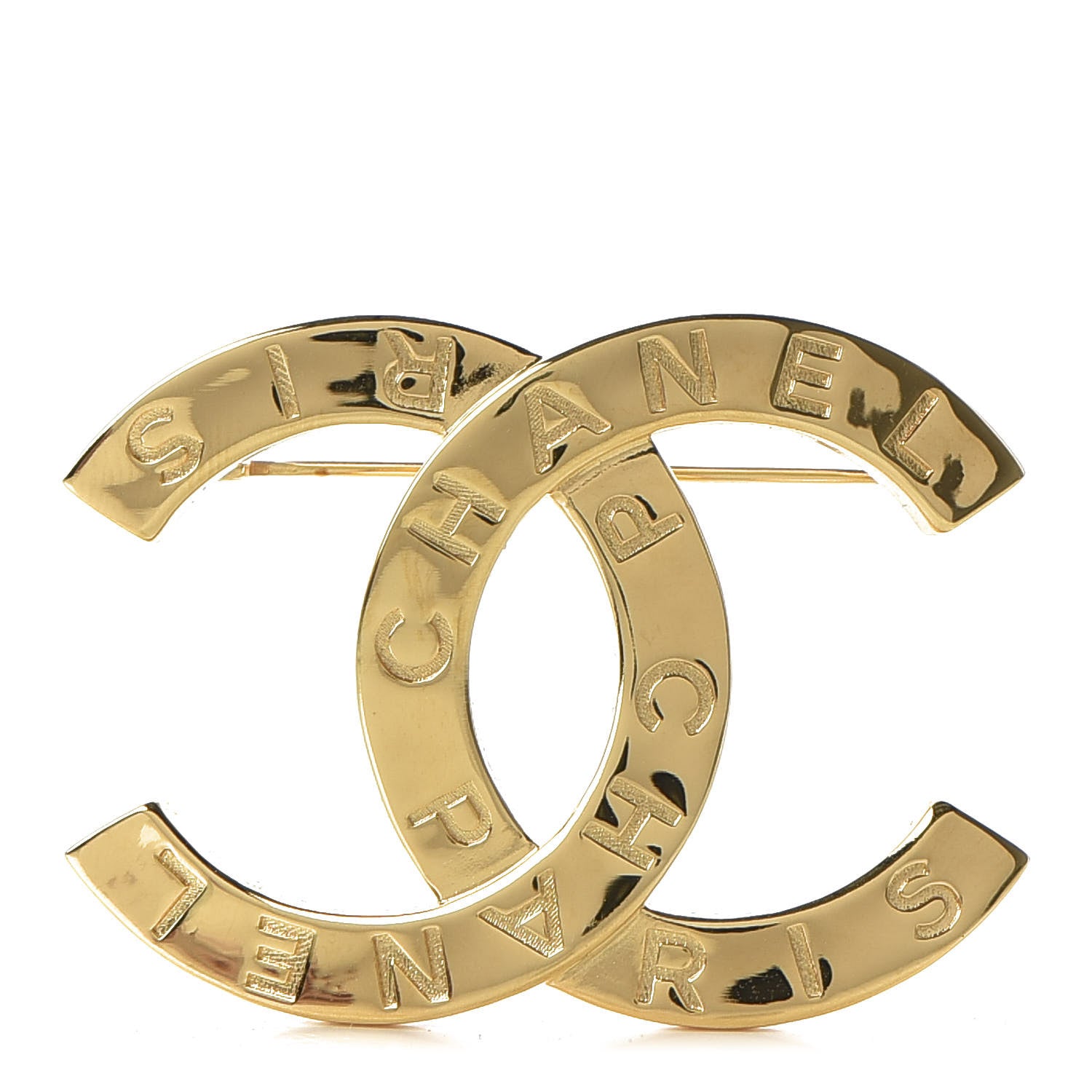 Chanel Metal Paris Button CC Large Brooch Gold 1 of 5