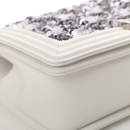 Chanel Calfskin Sequin Medium Boy Chanel Flap White 9 of 12