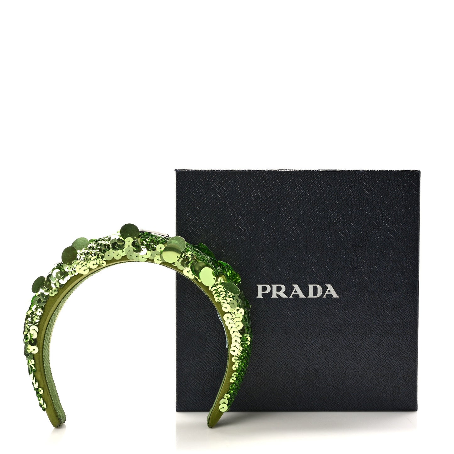 Paillettes Metal Triangle Logo Headband Lime