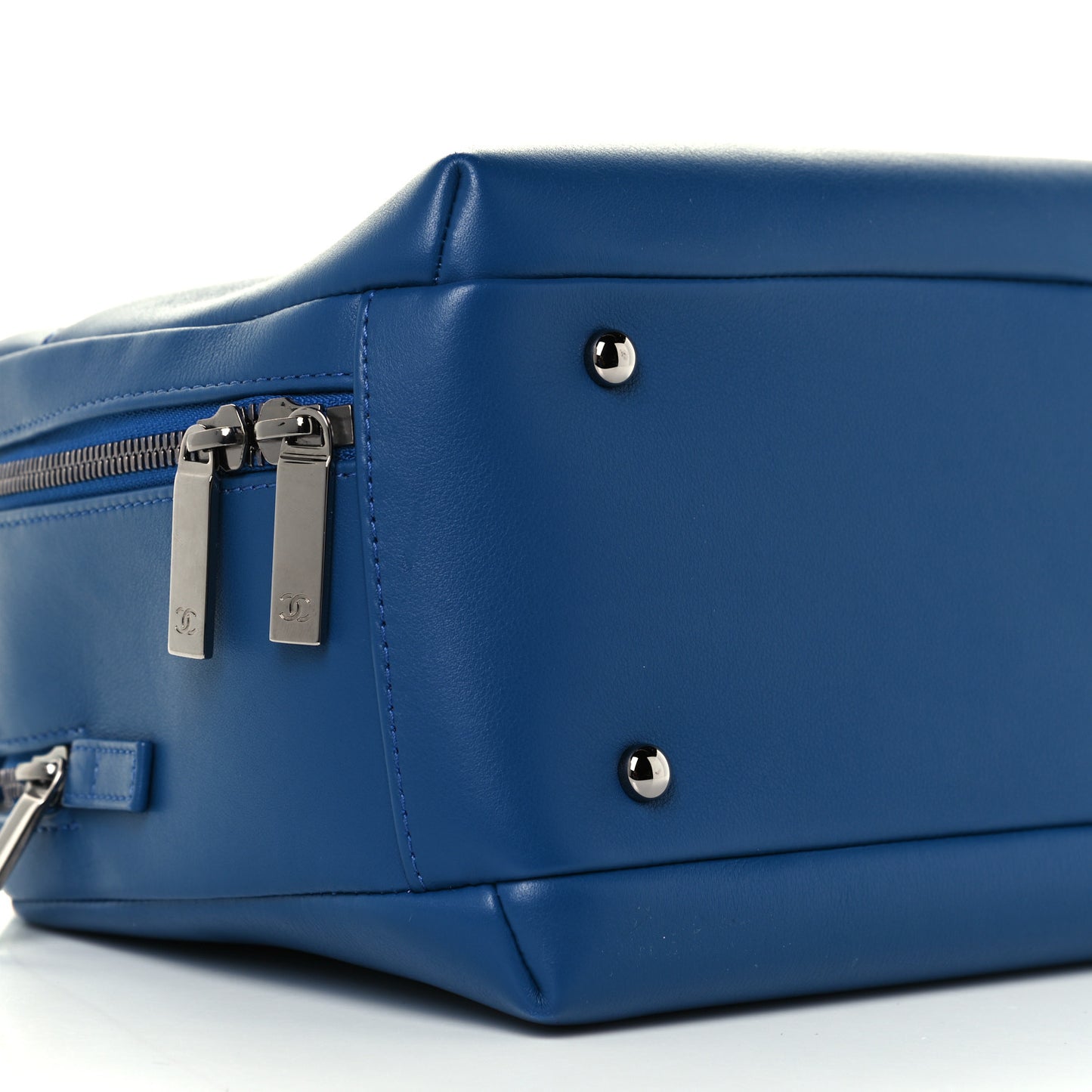 Calfskin Small Trendy CC Bowling Bag Blue