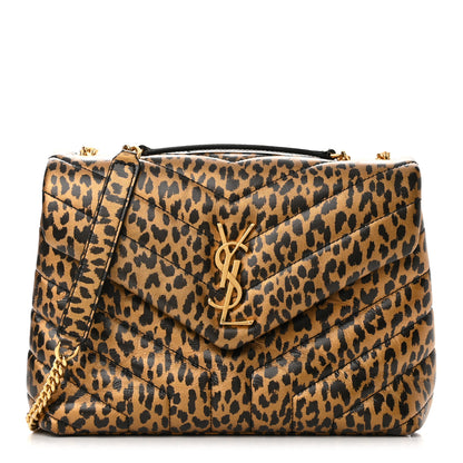 Saint Laurent Calfskin Y Quilted Monogram Small Loulou Chain Satchel Leopard 1 of 9