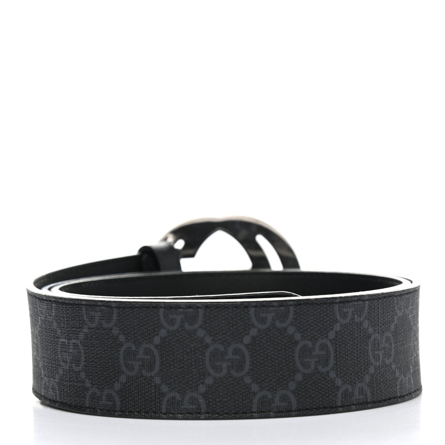 GG Supreme Monogram Selleria Calfskin Interlocking G 40mm Belt 95 38 Black Grey