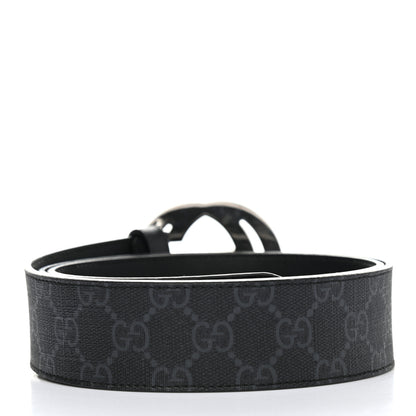 Gucci GG Supreme Monogram Selleria Calfskin Interlocking G 40mm Belt 95 38 Black Grey 2 of 8