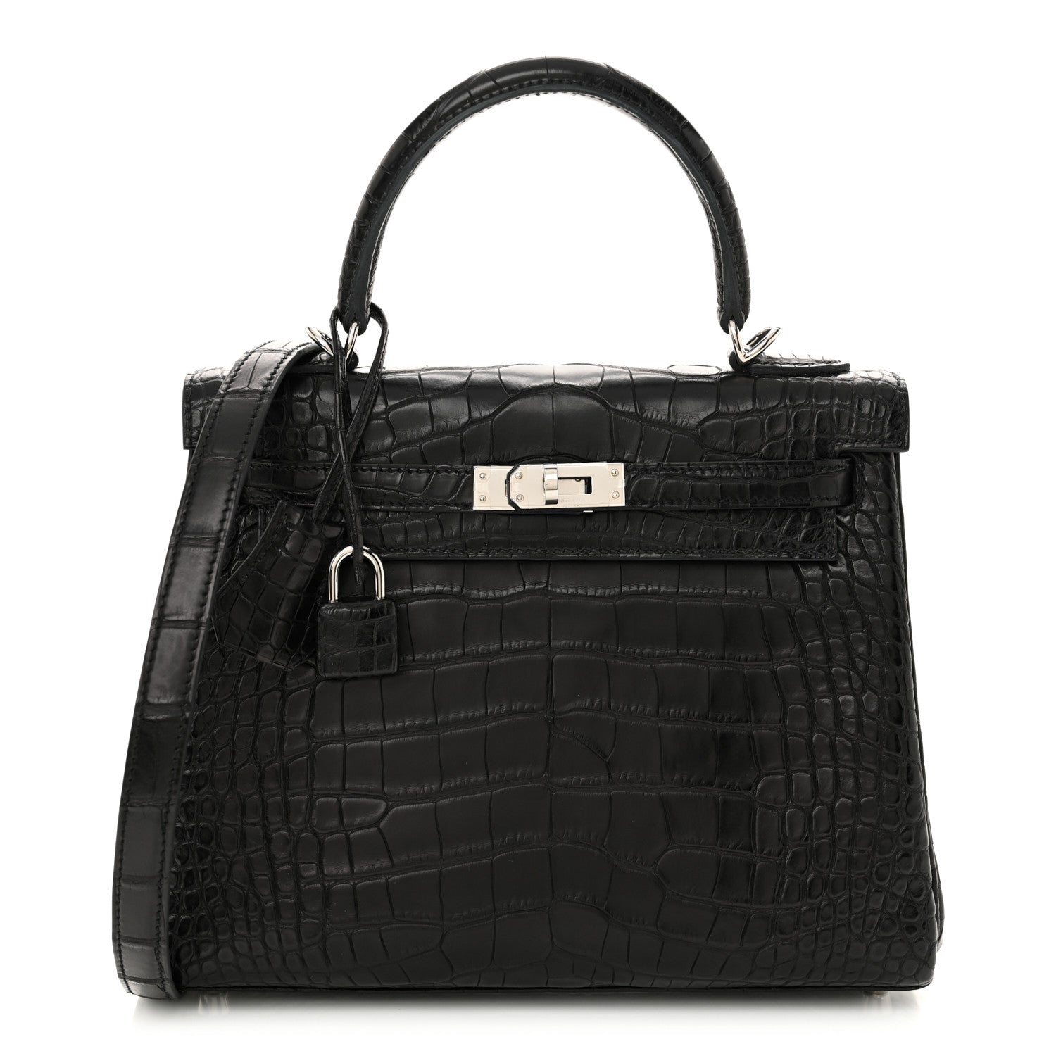 Hermes Matte Alligator Kelly Retourne 25 Black 1 of 15