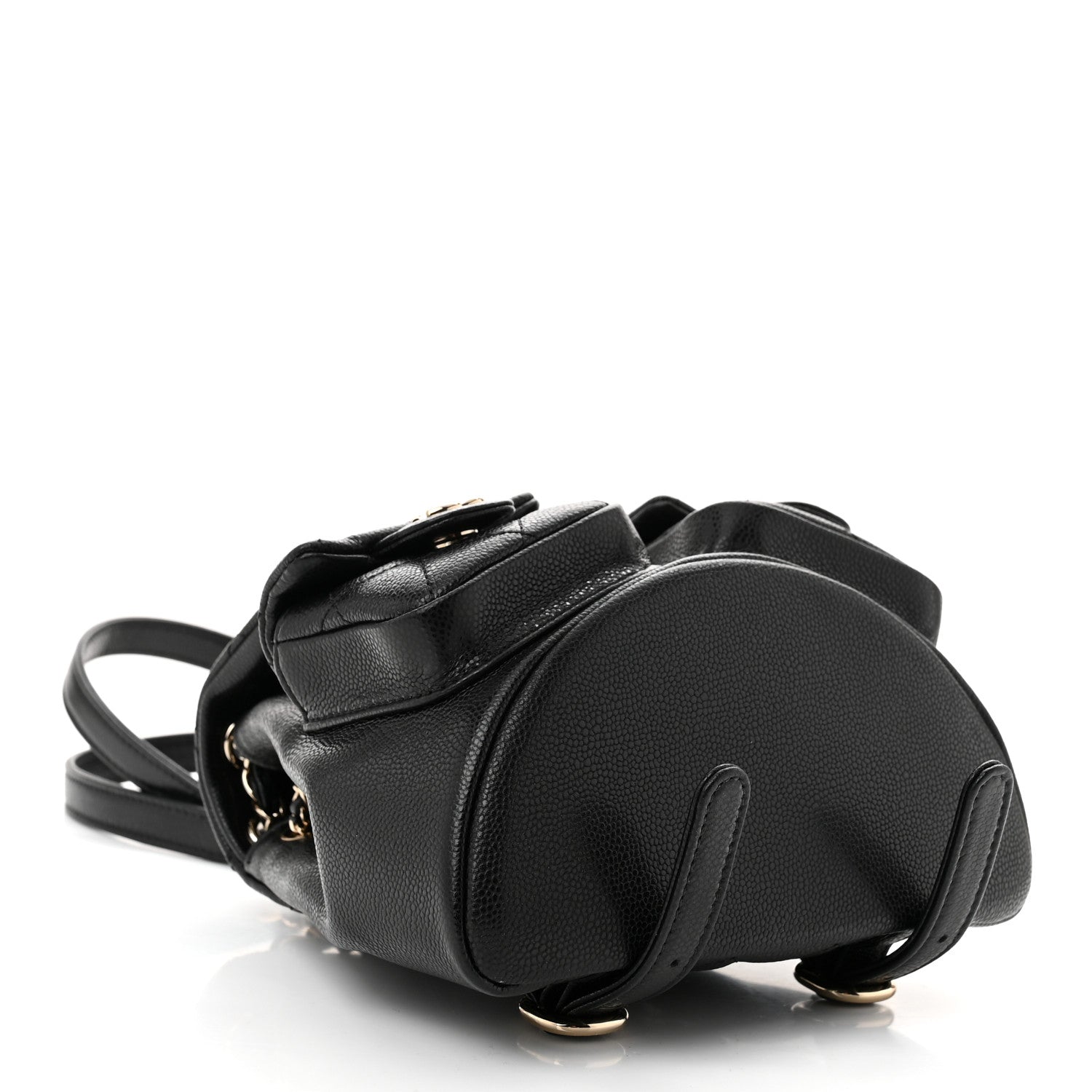 Chanel Shiny Caviar Quilted Small Duma Pockets Drawstring Backpack Black 4 of 11