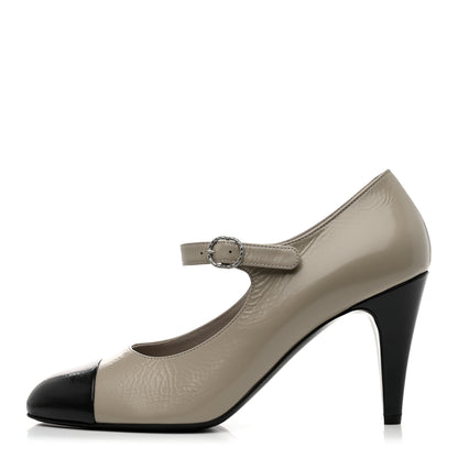 Chanel Lambskin Cap Toe Mary Jane Pumps 41 Beige Black 1 of 8