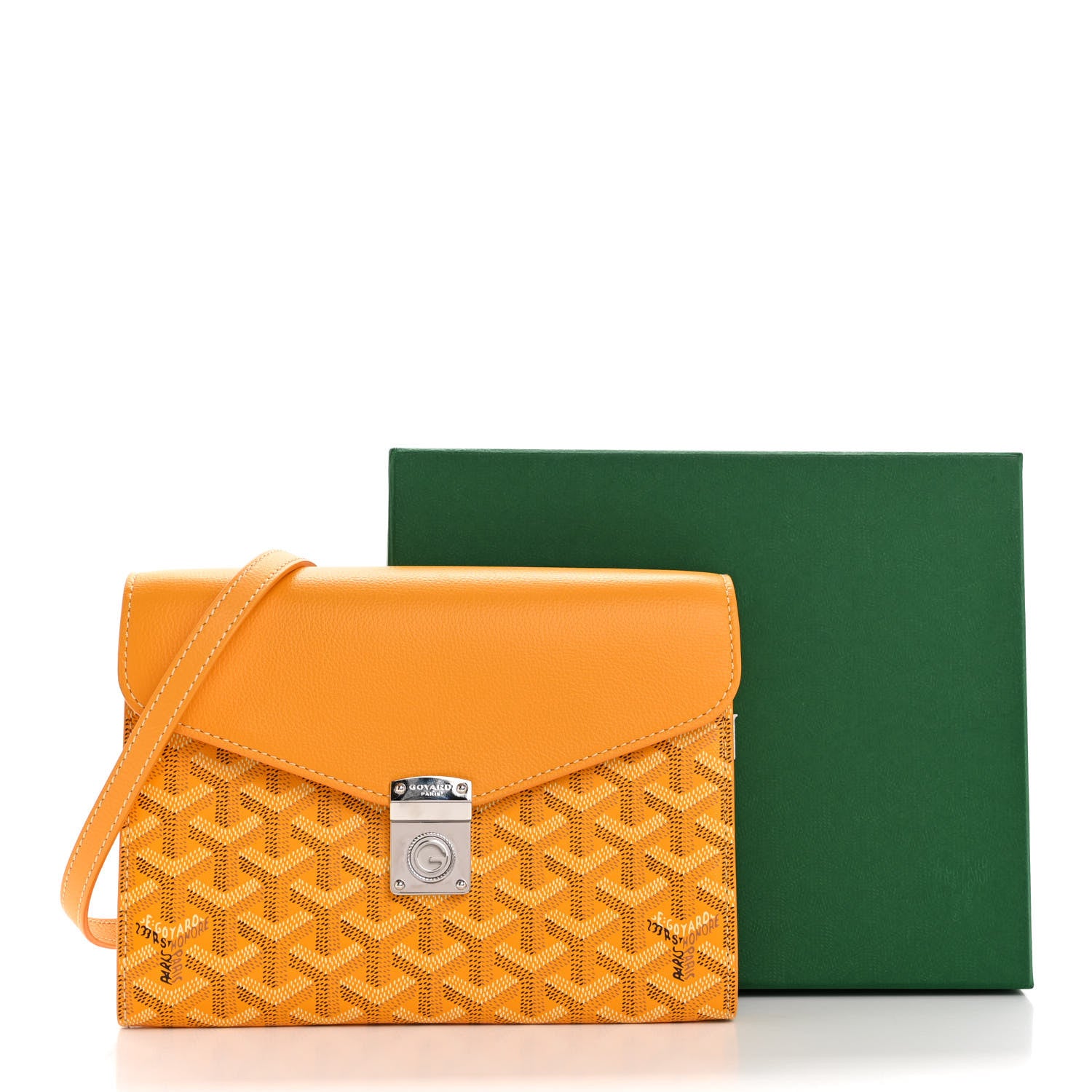 Goyard Goyardine Calfskin Chypre Wallet Pouch Yellow 14 of 14
