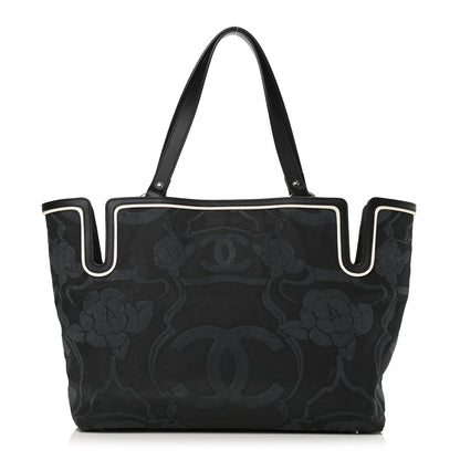 Chanel Canvas Camellia Embossed Tote Black 1 of 10