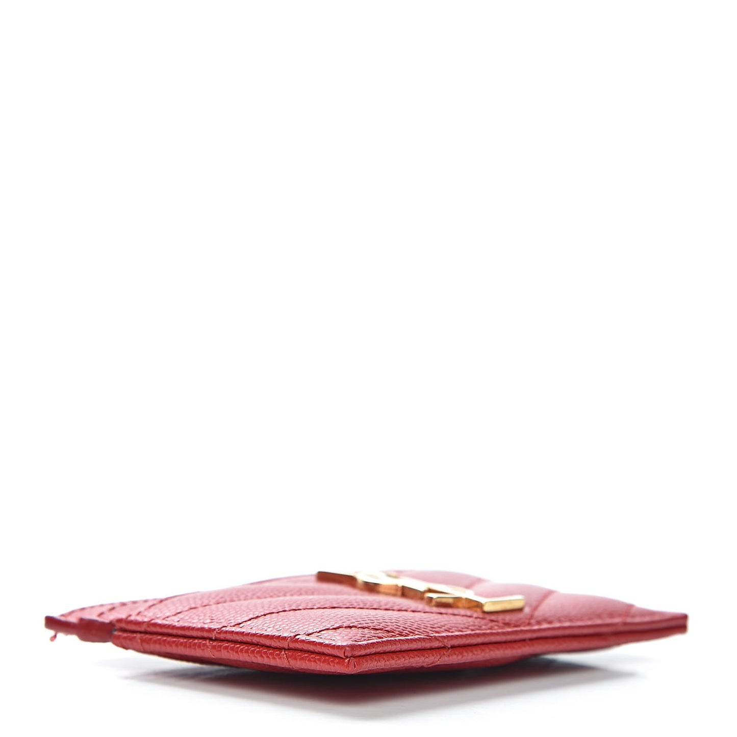 Grain De Poudre Matelasse Chevron Monogram Credit Card Case New Red